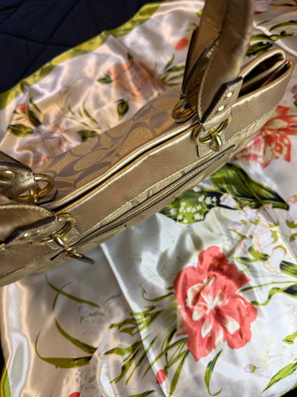 Coach Gold Signature Canvas Shoulder Bag - Picture 14 of 16
